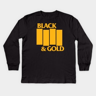 Black & Gold Flag Kids Long Sleeve T-Shirt